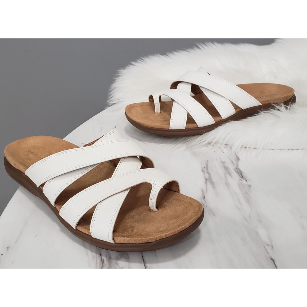 NEW NO BOX SIZE 9.5 Easy Spirit Westly Sandal Womens White Strappy Slip On Slide